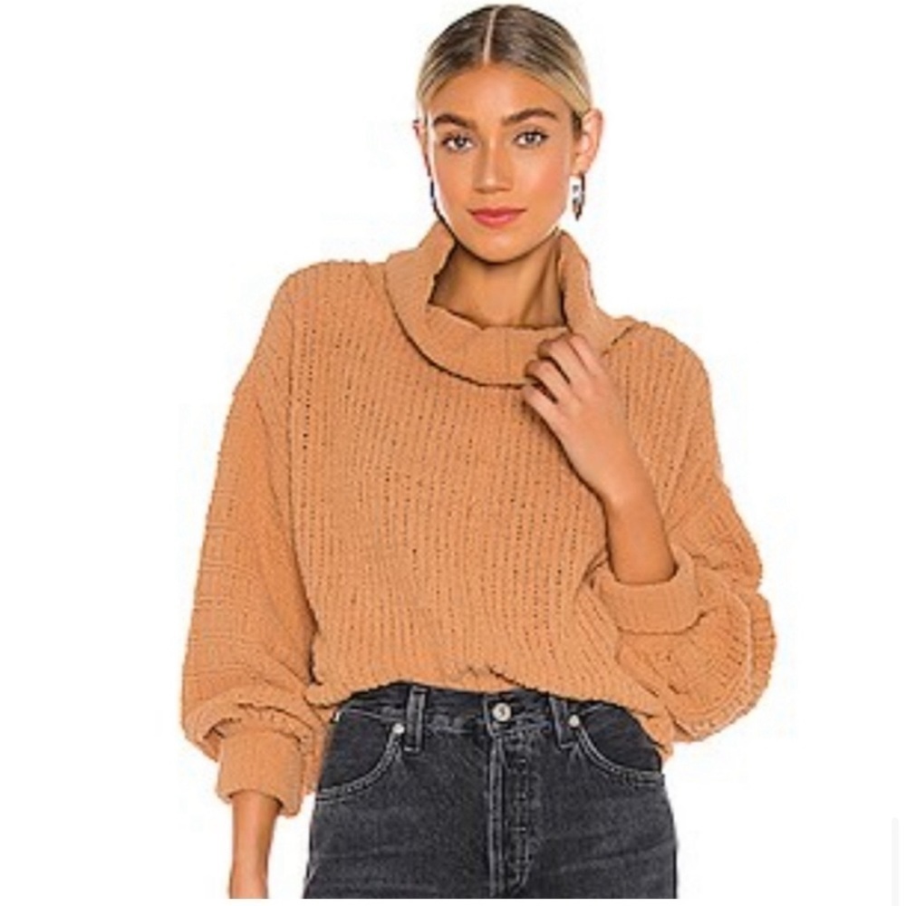 Free People | Be Yours Camel Crop Cowl Neck Pullover | Size S | NWOT